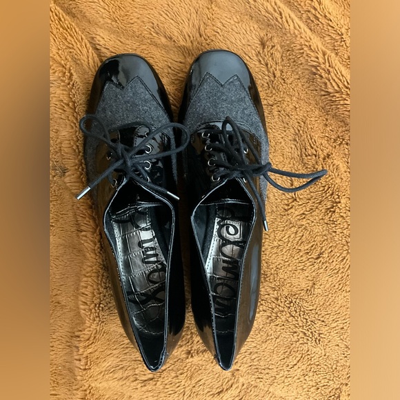 Sam Edelman echo Gray and Black patent leather Oxford loafer shoes SZ 6 - Picture 3 of 13